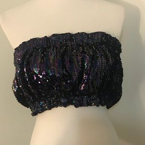 🆕Jordyn Woods x Boohoo sequin bandeau top,size 16